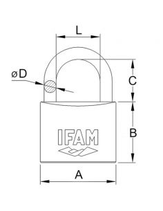 dimensions Cadenas laiton E-60 IFAM varié 2 clés - sommabere