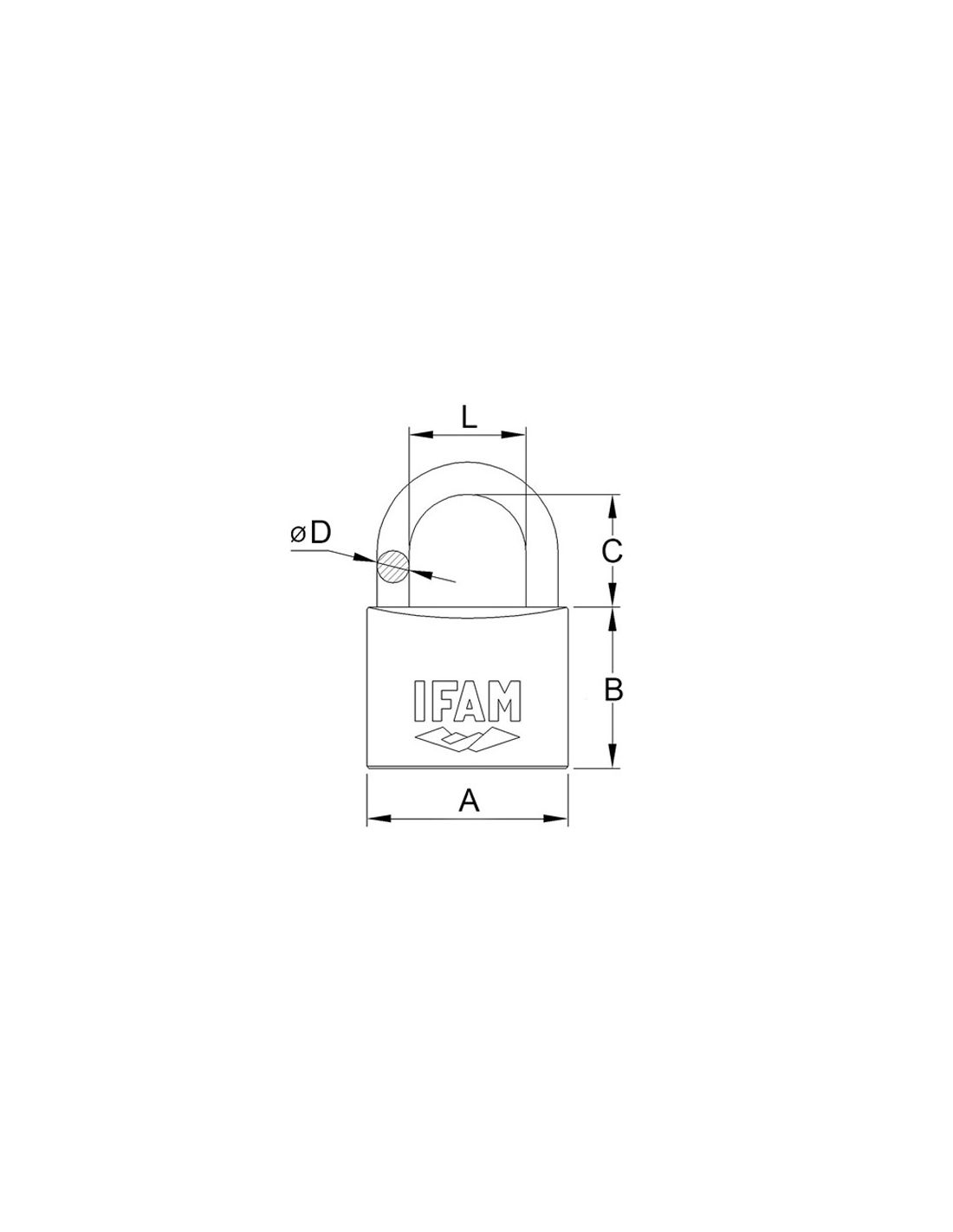 dimensions Cadenas laiton E-60 IFAM varié 2 clés - sommabere