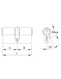 Cylindre double entrée F5S varié 30x30 nickelé IFAM