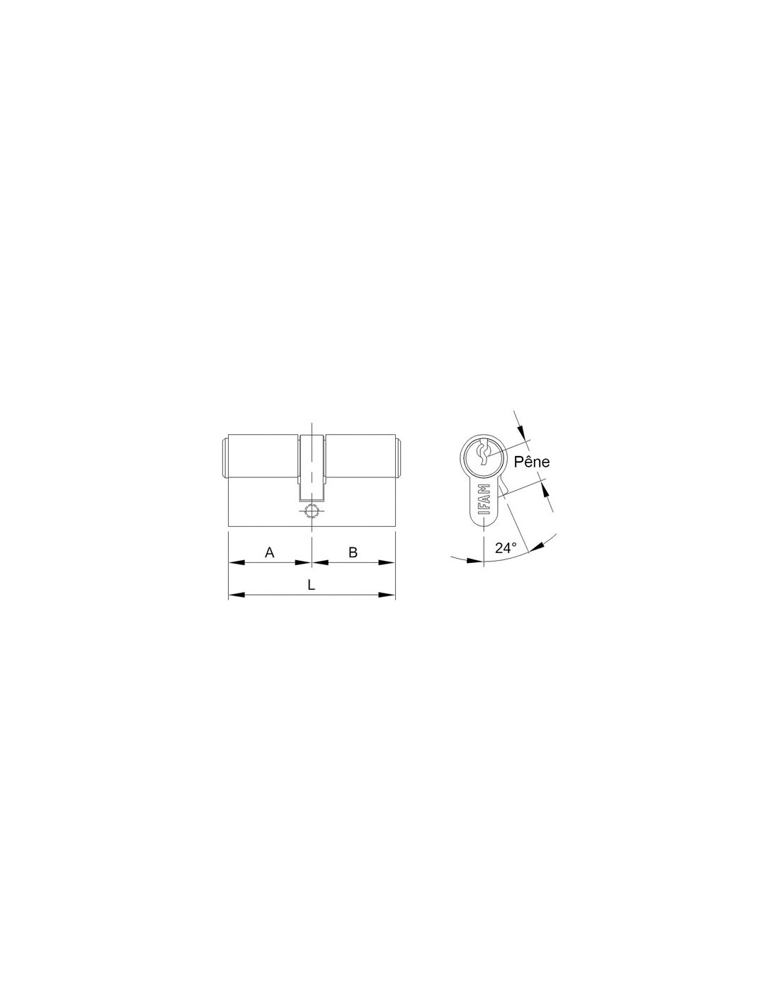 Cylindre double entrée F5S varié 30x30 nickelé IFAM