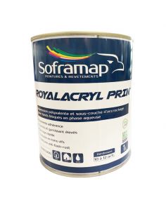 Visuel pot de Peinture impression et primaire d'acrochage ROYALACRYL PRIM Soframap 1L vue de face