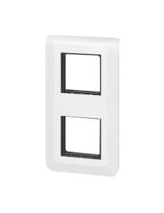 visuel Plaque Mosaic avec support pour 2 x 2 modules montage vertical - blanc Legrand vue de profil vers la gauche