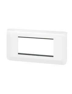 visuel Plaque Mosaic avec support pour 4 modules montage horizontal - blanc Legrand vue de profil vers la gauche