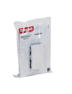 Visuel emballage Interrupteur Poussoir Mosaic Easy-Led 6A 1 modules - blanc Legrand vue de profil vers la droite