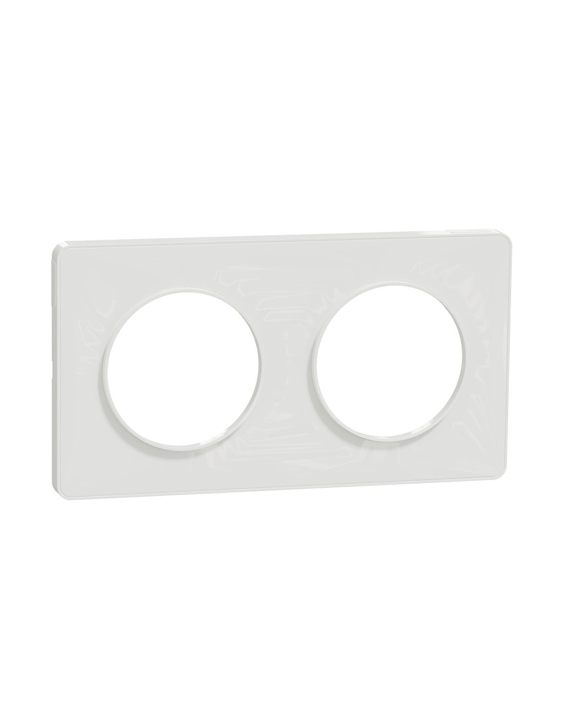 visuel Plaque Odace Touch - plaque 2 postes horizontaux ou verticaux entraxe 71mm blanc Schneider Electric vue de face