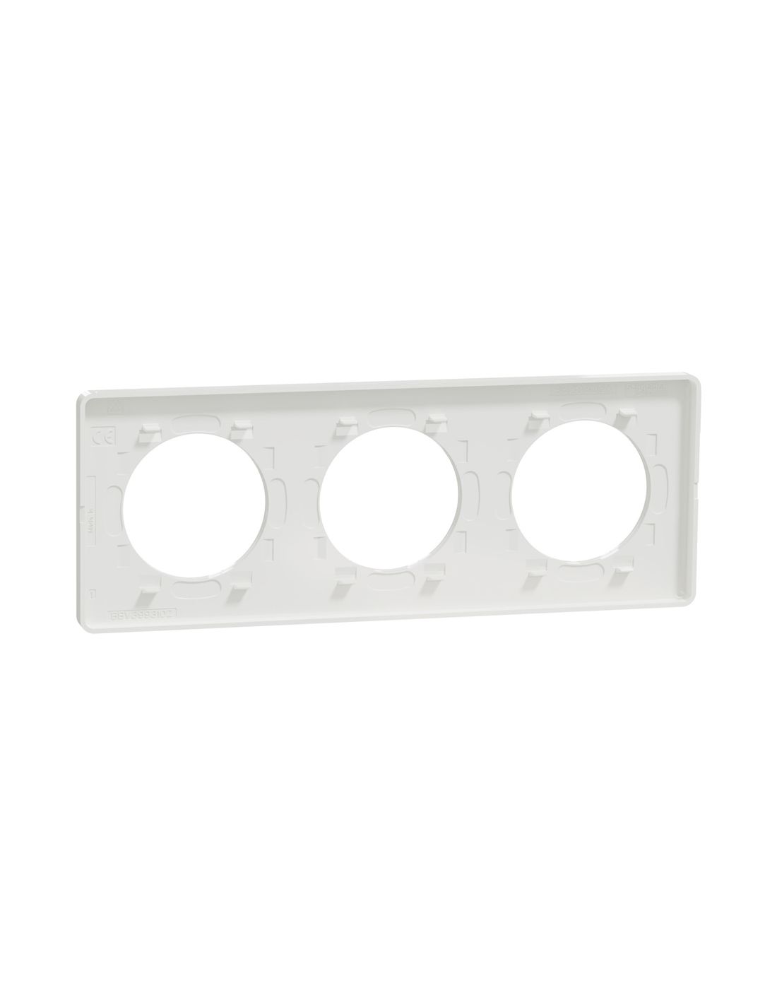 visuel Plaque Odace Touch - plaque 3 postes horizontaux ou verticaux entraxe 71mm blanc Schneider Electric vue de face