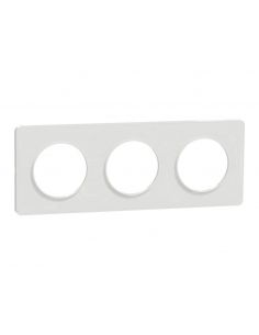 Visuel Plaque Odace Touch - plaque 3 postes horizontaux ou verticaux entraxe 71mm blanc Schneider Electric vue de face