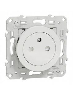  visuel Prise de courant 2P+T, 16 A Odace, blanc Schneider Electric sans plaque d'habillage vue de face