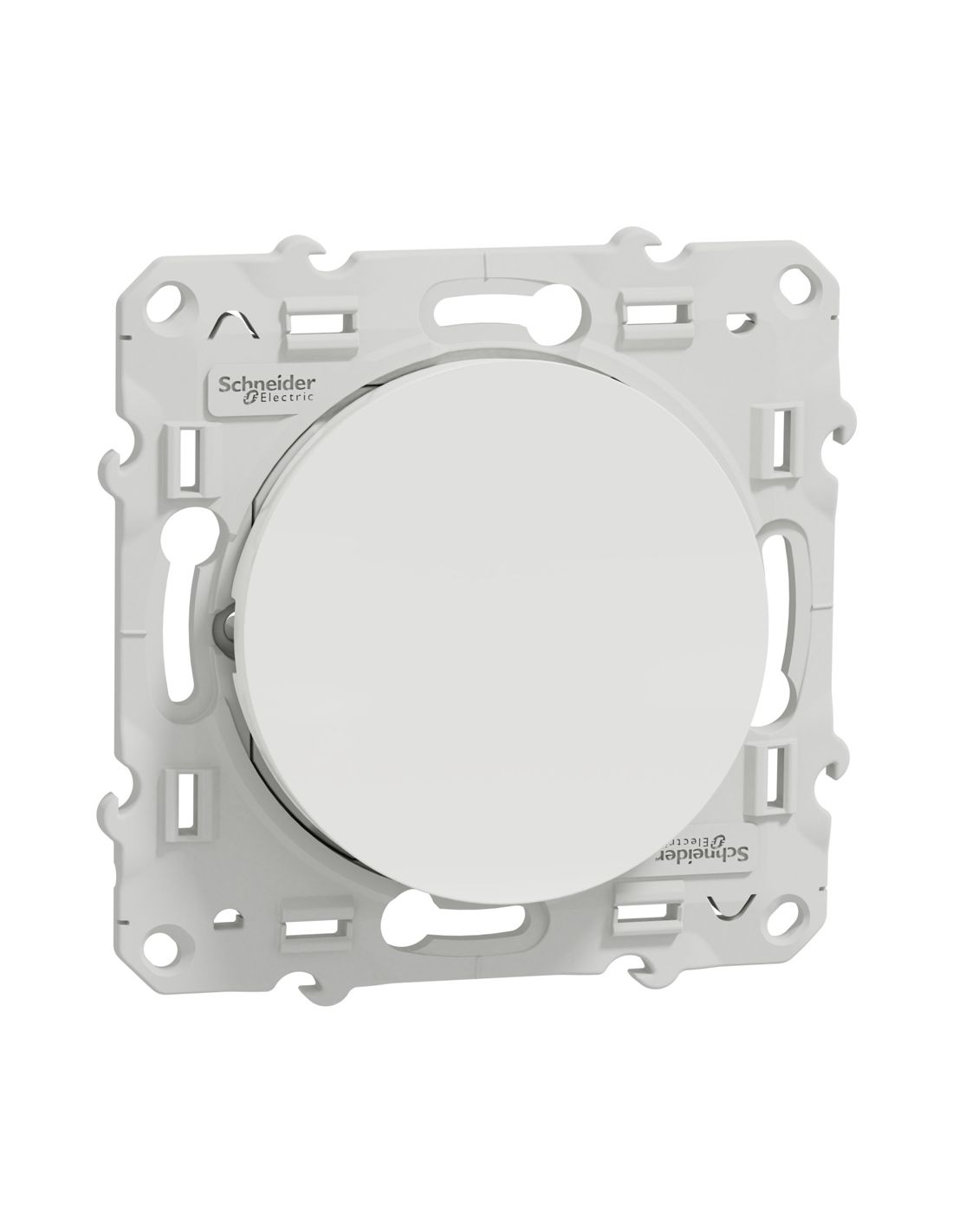 Visuel Interrupteur va-et-vient 10 A Odace, connexion rapide plusieurs blanc Schneider Electric vue 3/4 profil vers la droite