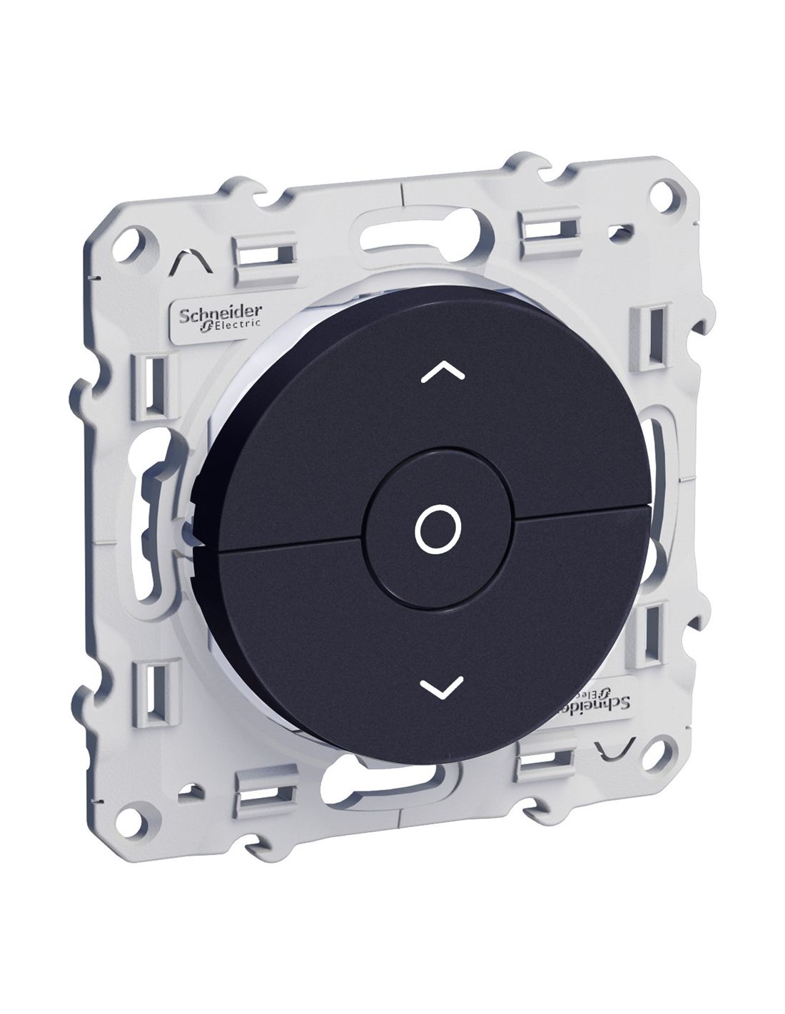 Interrupteur volets-roulants Odace, anthracite, 3 boutons montée/descente/stop Schneider Electric vue 3/4 profil vers la droite